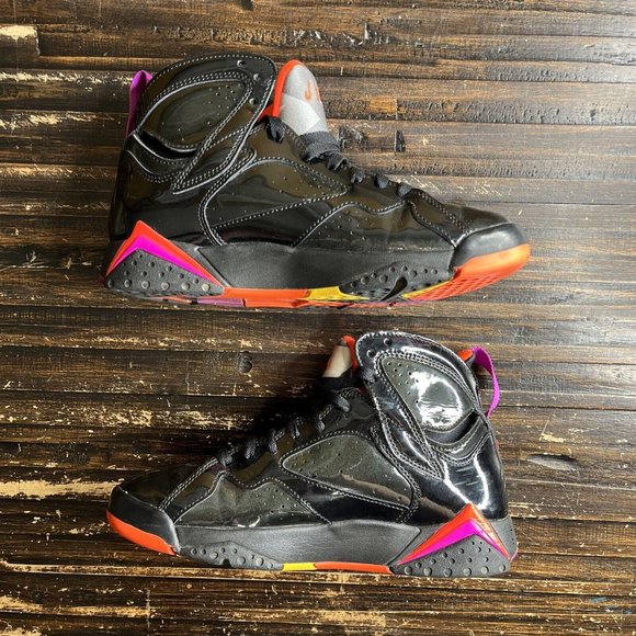 Women's Air Jordan 7 Retro Sneakers Black Patent Size 7.5 Womens 313358-006 - Picture 3 of 7